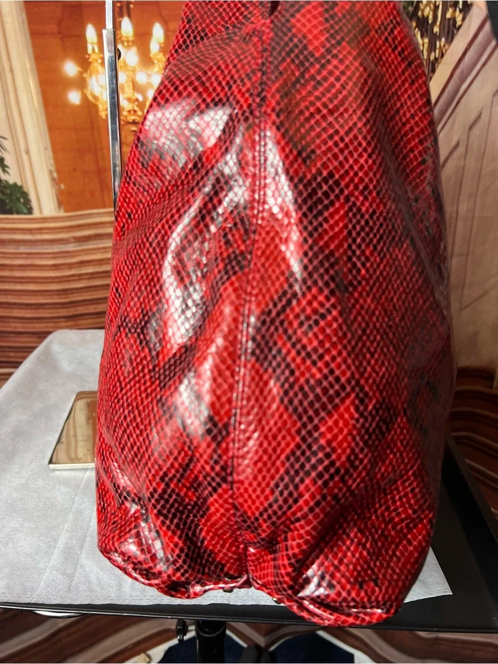 Worth New York Red Studded Snake Print Genuine Leather Shoulder Bag 🔥 Hobo